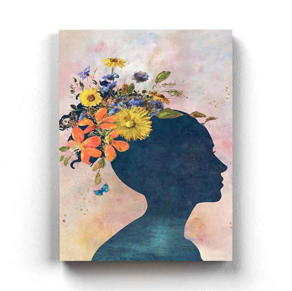 Her Floral Headgear - Portrait Art Frame For Wall Decor- Funkydecors Xs / Canvas Posters Prints &