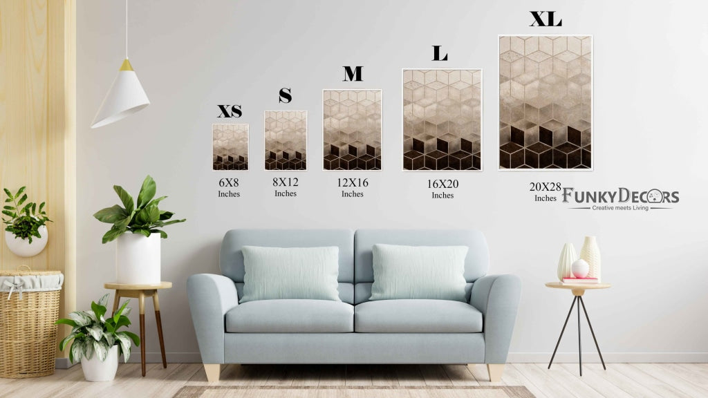 Hexagonal Grid Geometric Art Frame For Wall Decor- Funkydecors Posters Prints & Visual Artwork