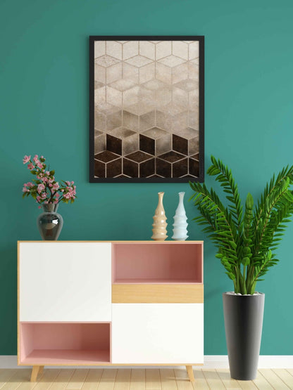 Hexagonal Grid Geometric Art Frame For Wall Decor- Funkydecors Xs / Black Posters Prints & Visual