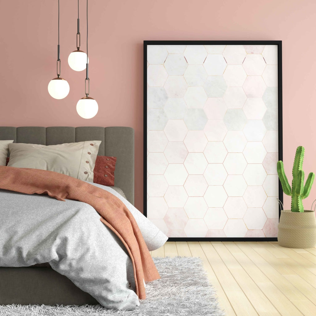 Hexagonal Grid Geometric Art Frame For Wall Decor- Funkydecors Xs / Black Posters Prints & Visual