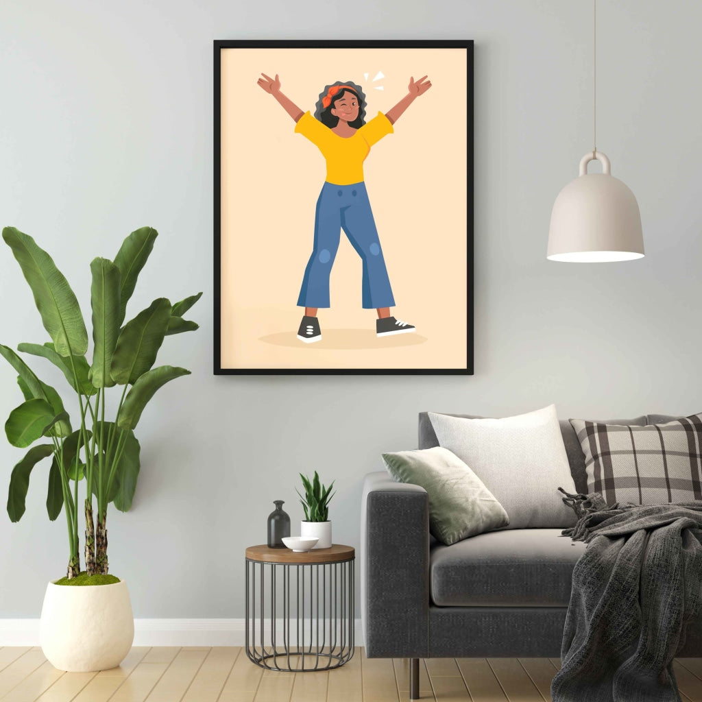 Hey Little Girl Portrait Art Frame For Wall Decor- Funkydecors Xs / Black Posters Prints &amp; Visual