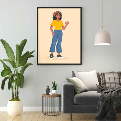 Hey Little Girl Portrait Art Frame For Wall Decor- Funkydecors Xs / Black Posters Prints & Visual