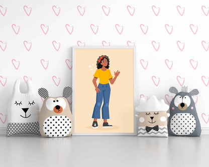 Hey Little Girl Portrait Art Frame For Wall Decor- Funkydecors Xs / White Posters Prints & Visual