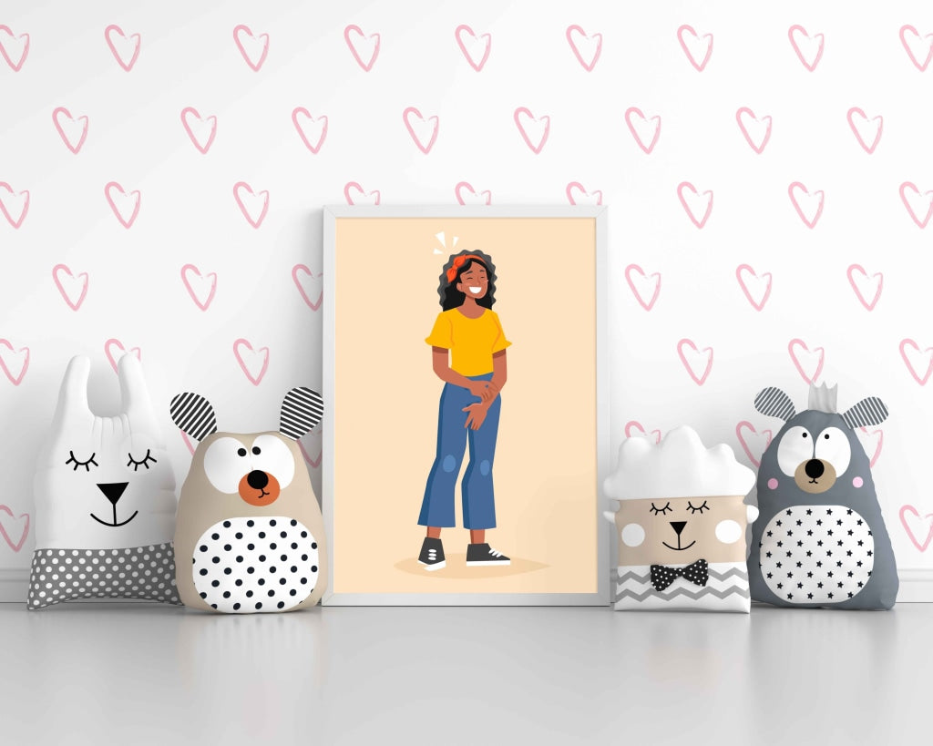 Hey Little Girl Portrait Art Frame For Wall Decor- Funkydecors Xs / White Posters Prints & Visual