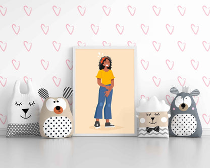 Hey Little Girl Portrait Art Frame For Wall Decor- Funkydecors Xs / White Posters Prints & Visual