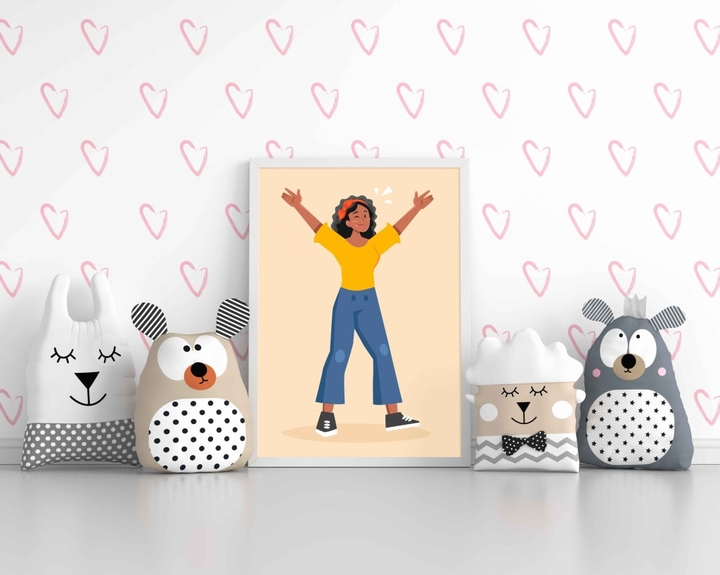 Hey Little Girl Portrait Art Frame For Wall Decor- Funkydecors Xs / White Posters Prints &amp; Visual