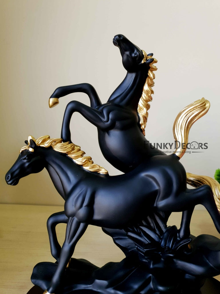 Horses Sculpture In Black And White Decorative Showpiece- Funkydecors Figurines