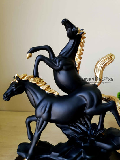 Horses Sculpture In Black And White Decorative Showpiece- Funkydecors Figurines