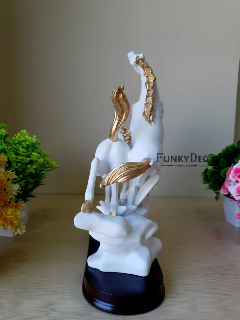 Horses Sculpture In Black And White Decorative Showpiece- Funkydecors Figurines