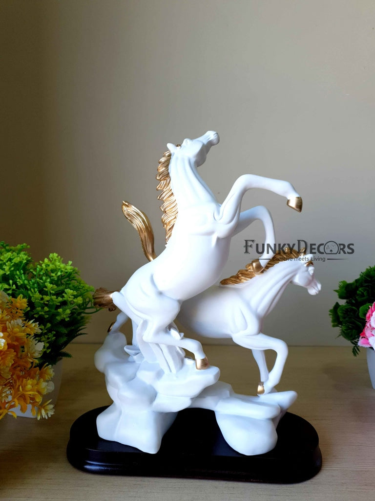 Horses Sculpture In Black And White Decorative Showpiece- Funkydecors Figurines