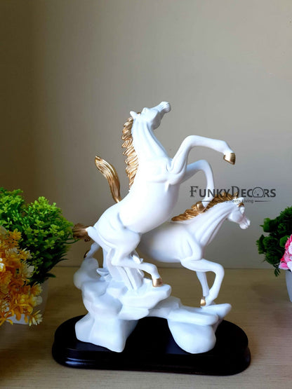 Horses Sculpture In Black And White Decorative Showpiece- Funkydecors Figurines