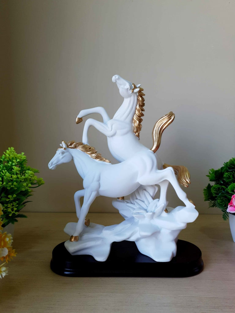 Horses Sculpture In Black And White Decorative Showpiece- Funkydecors Figurines