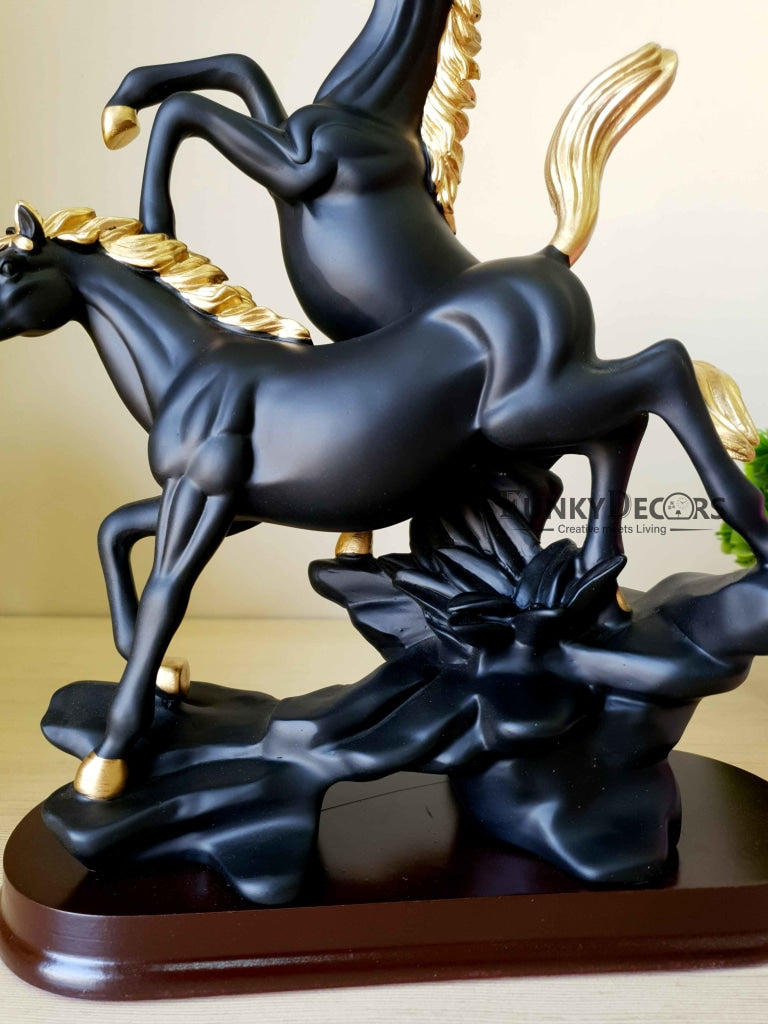 Horses Sculpture In Black And White Decorative Showpiece- Funkydecors Figurines