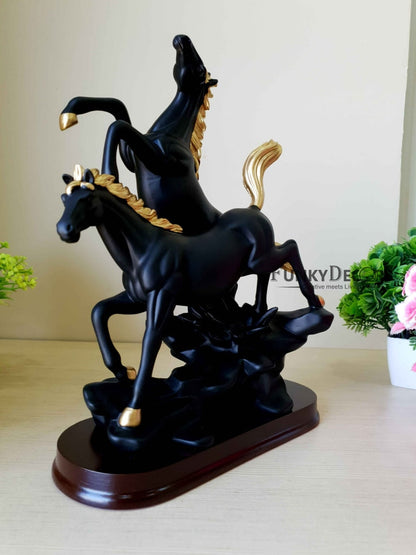 Horses Sculpture In Black And White Decorative Showpiece- Funkydecors Figurines