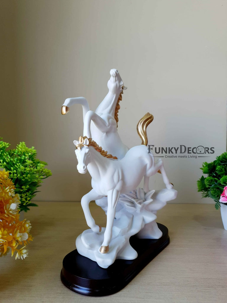 Horses Sculpture In Black And White Decorative Showpiece- Funkydecors Figurines