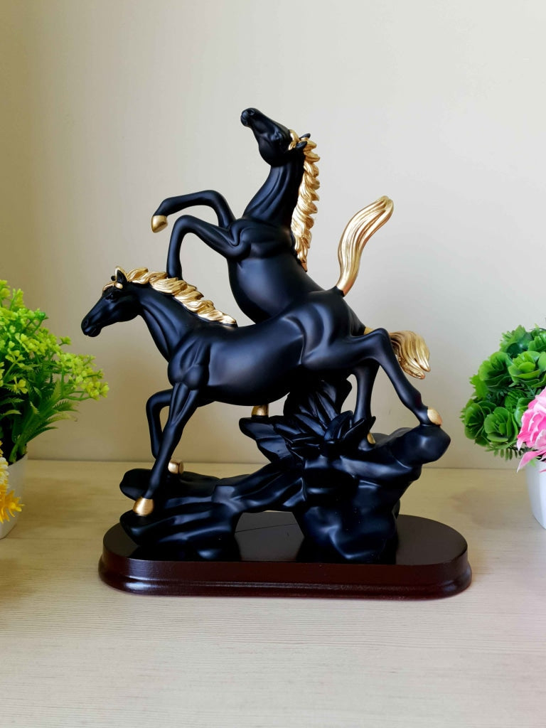Horses Sculpture In Black And White Decorative Showpiece- Funkydecors Figurines