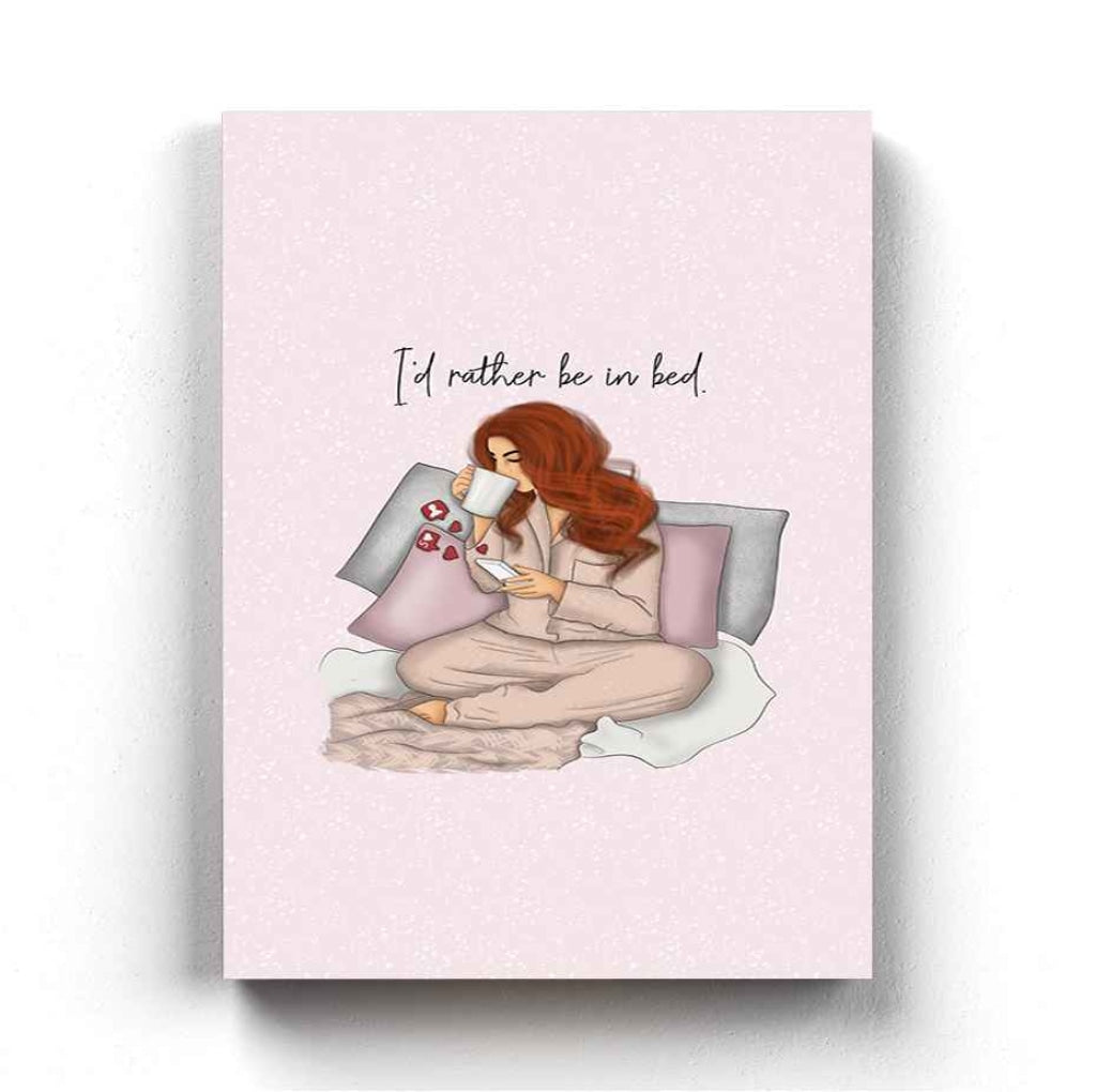 Id Rather Be In Bed - Funky Quotes Art Frame For Wall Decor- Funkydecors Xs / Canvas Posters Prints