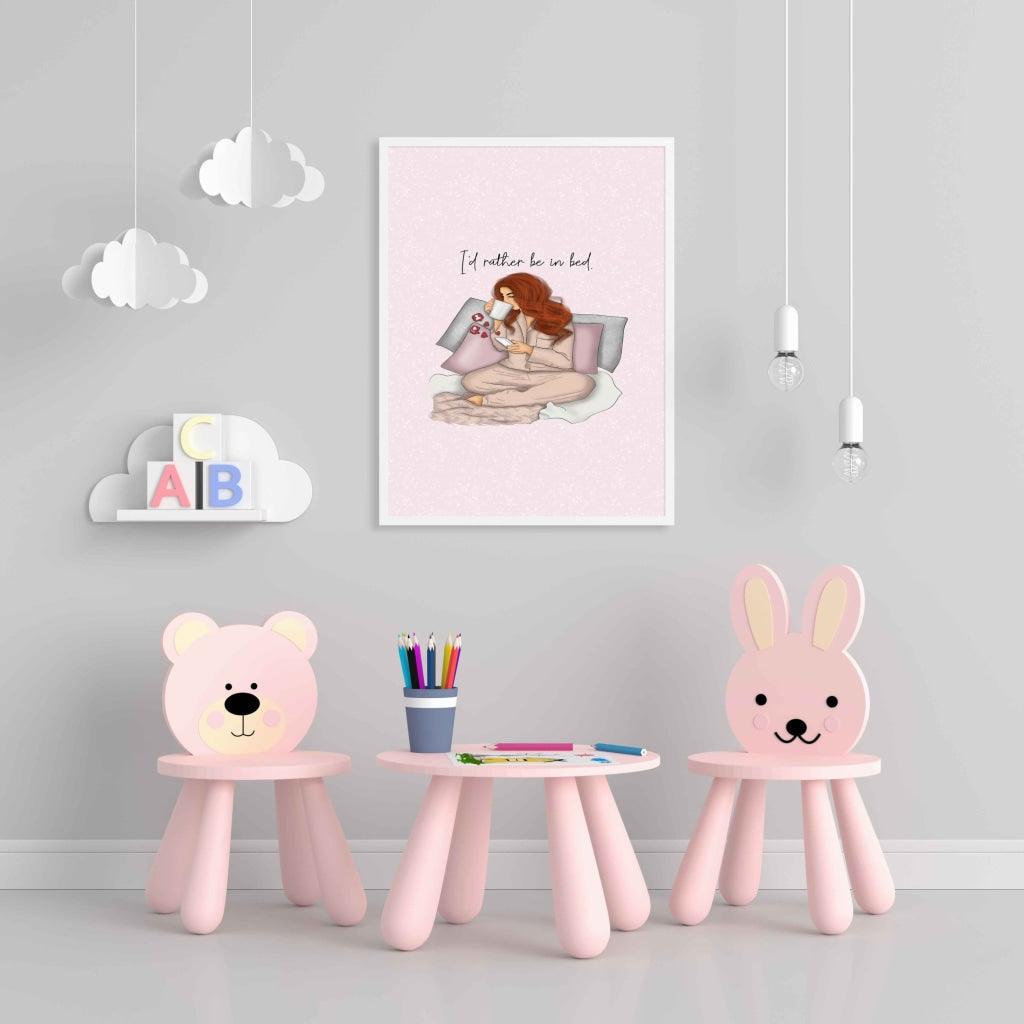 Id Rather Be In Bed - Funky Quotes Art Frame For Wall Decor- Funkydecors Xs / White Posters Prints &amp;