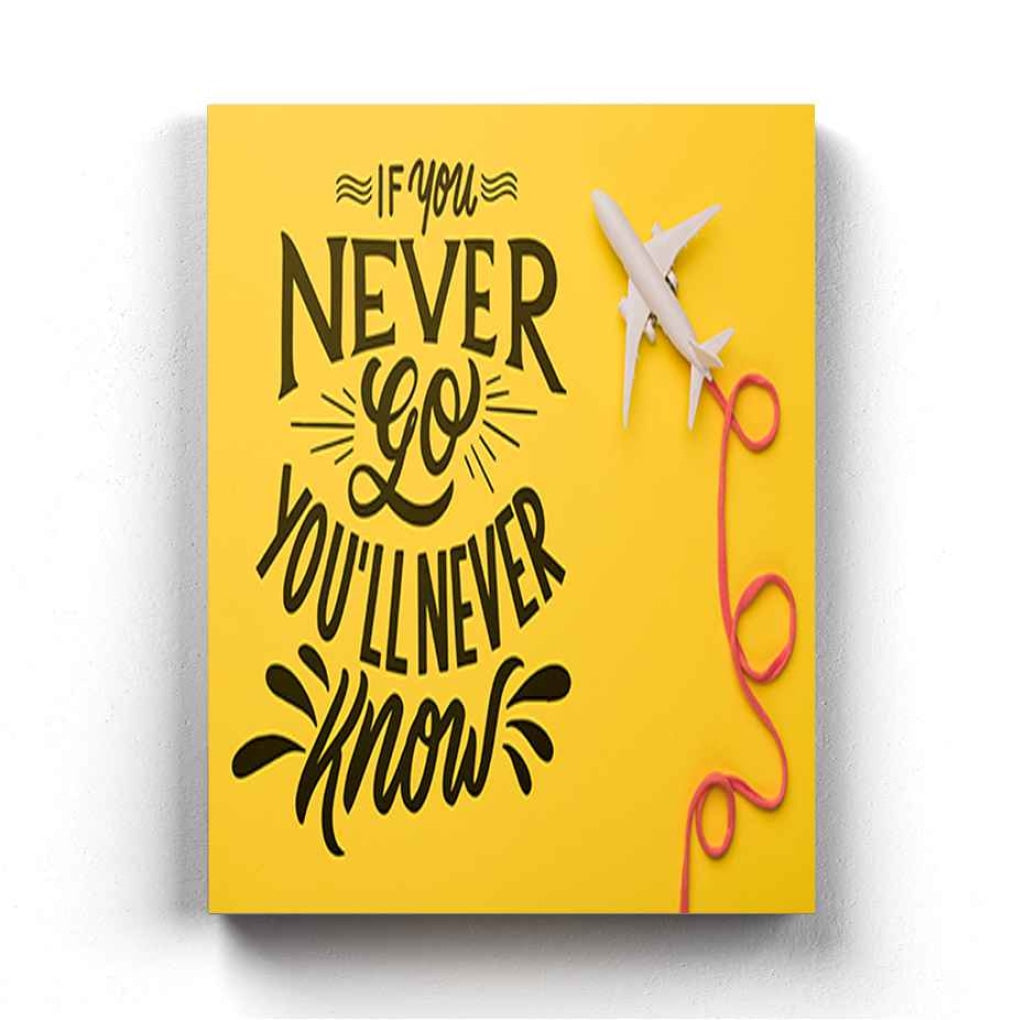 If You Never Go Youll Know- Motivation Quotes Art Frame For Wall Decor- Funkydecors Xs / Canvas