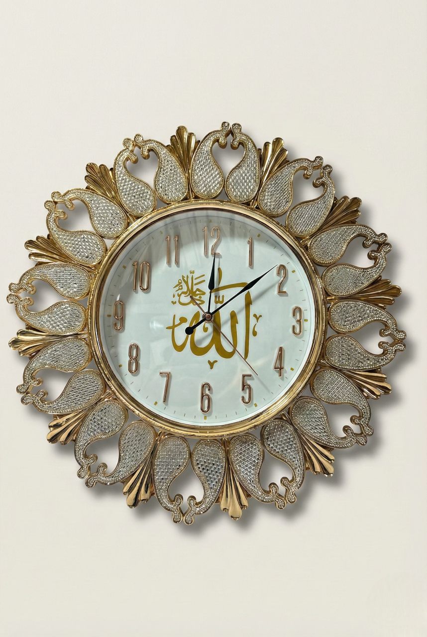 islamic wall decor allah calligraphy gold crystal islamic wall clock india