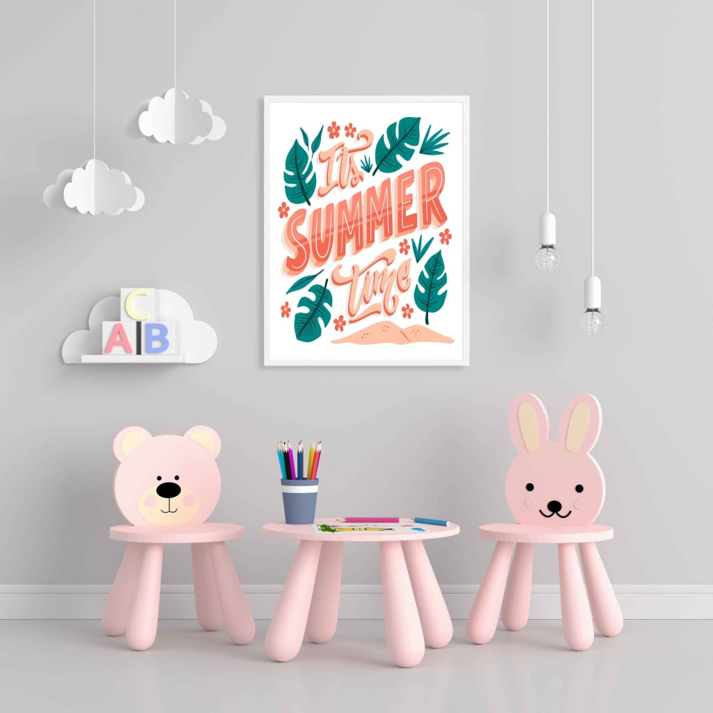 Its Summer Time - Motivation Quotes Art Frame For Wall Decor- Funkydecors Xs / White Posters Prints