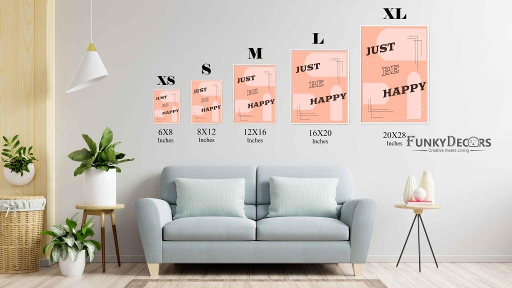 Just Be Happy - Inspirational Quotes Art Frame For Wall Decor- Funkydecors Posters Prints &amp; Visual