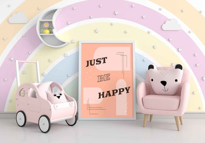 Just Be Happy - Inspirational Quotes Art Frame For Wall Decor- Funkydecors Xs / White Posters Prints