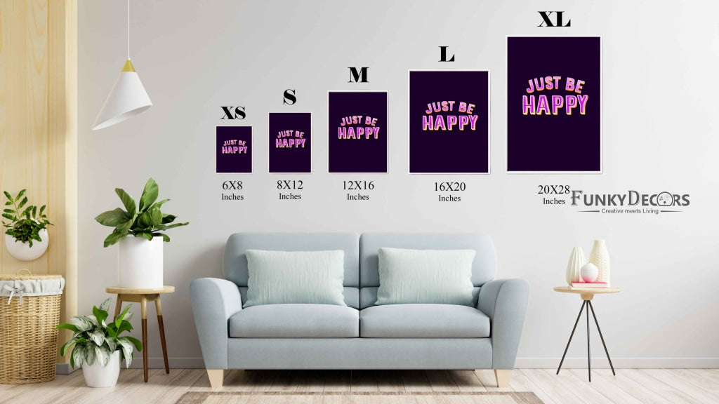 Just Be Happy - Motivation Quotes Art Frame For Wall Decor- Funkydecors Posters Prints & Visual