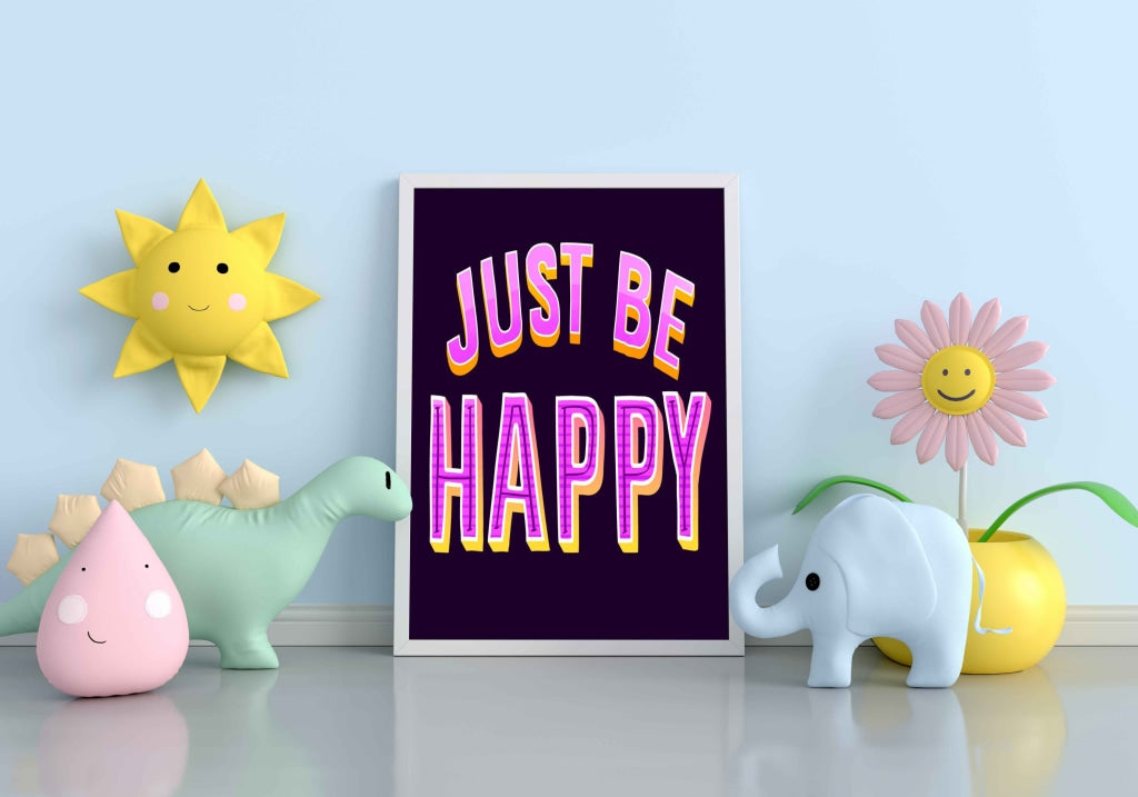 Just Be Happy - Motivation Quotes Art Frame For Wall Decor- Funkydecors Xs / White Posters Prints &