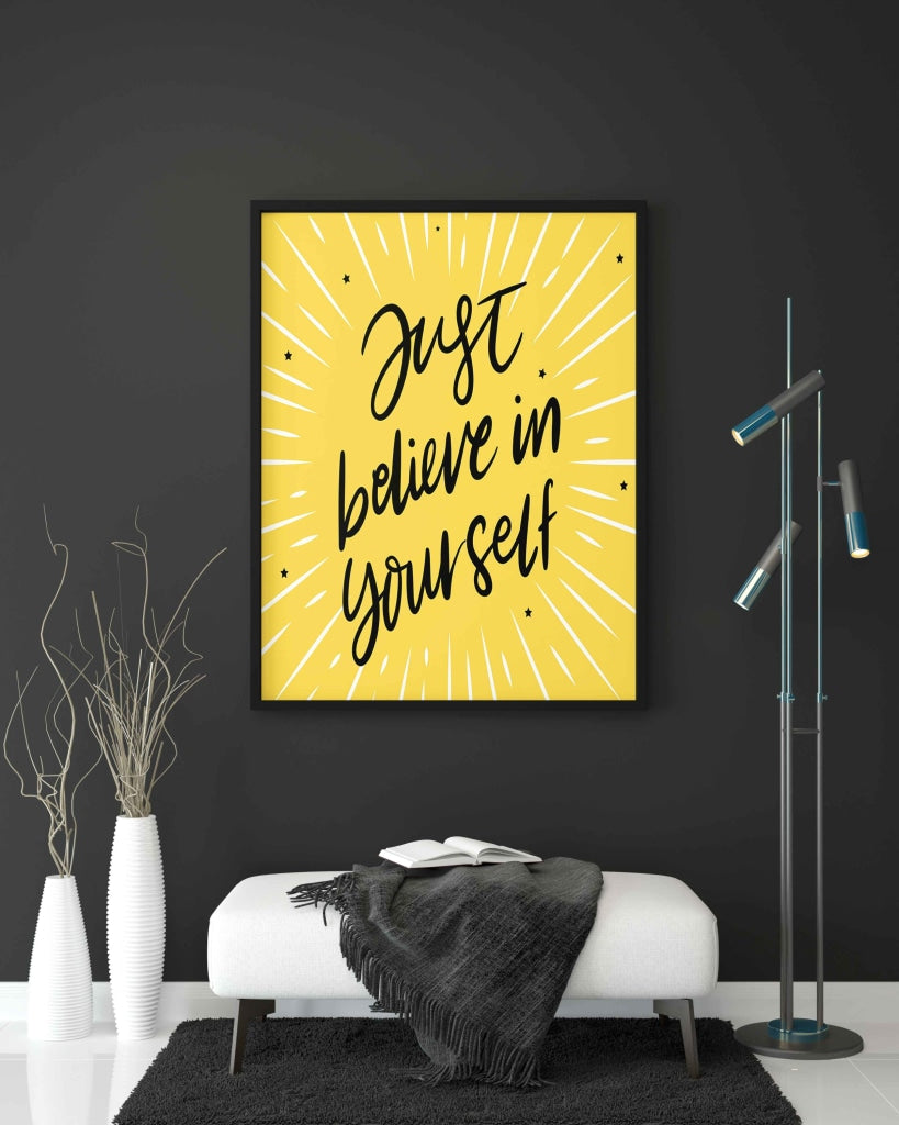 Just Believe In Yourself - Motivation Quotes Art Frame For Wall Decor- Funkydecors Xs / Black