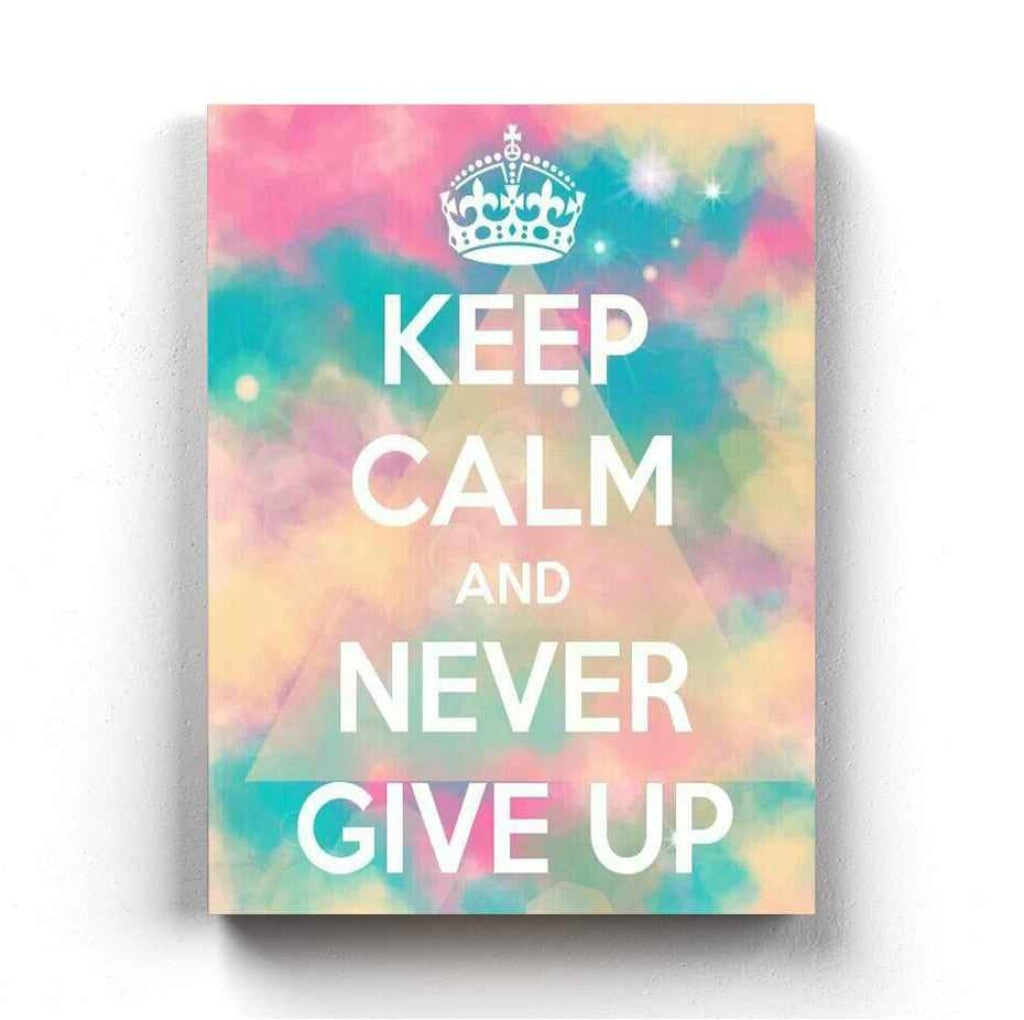 Keep Calm And Never Give Up - Motivational Quotes Art Frame For Wall Decor- Funkydecors Xs / Canvas