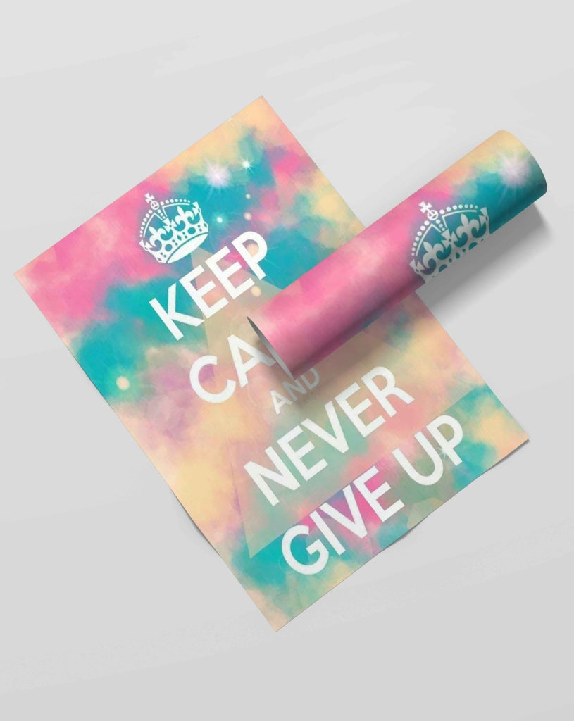 Keep Calm And Never Give Up - Motivational Quotes Art Frame For Wall Decor- Funkydecors Xs / Roll