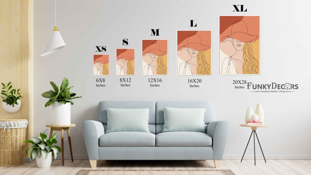 Lady In Hat Line Art Frame For Wall Decor- Funkydecors Posters Prints & Visual Artwork