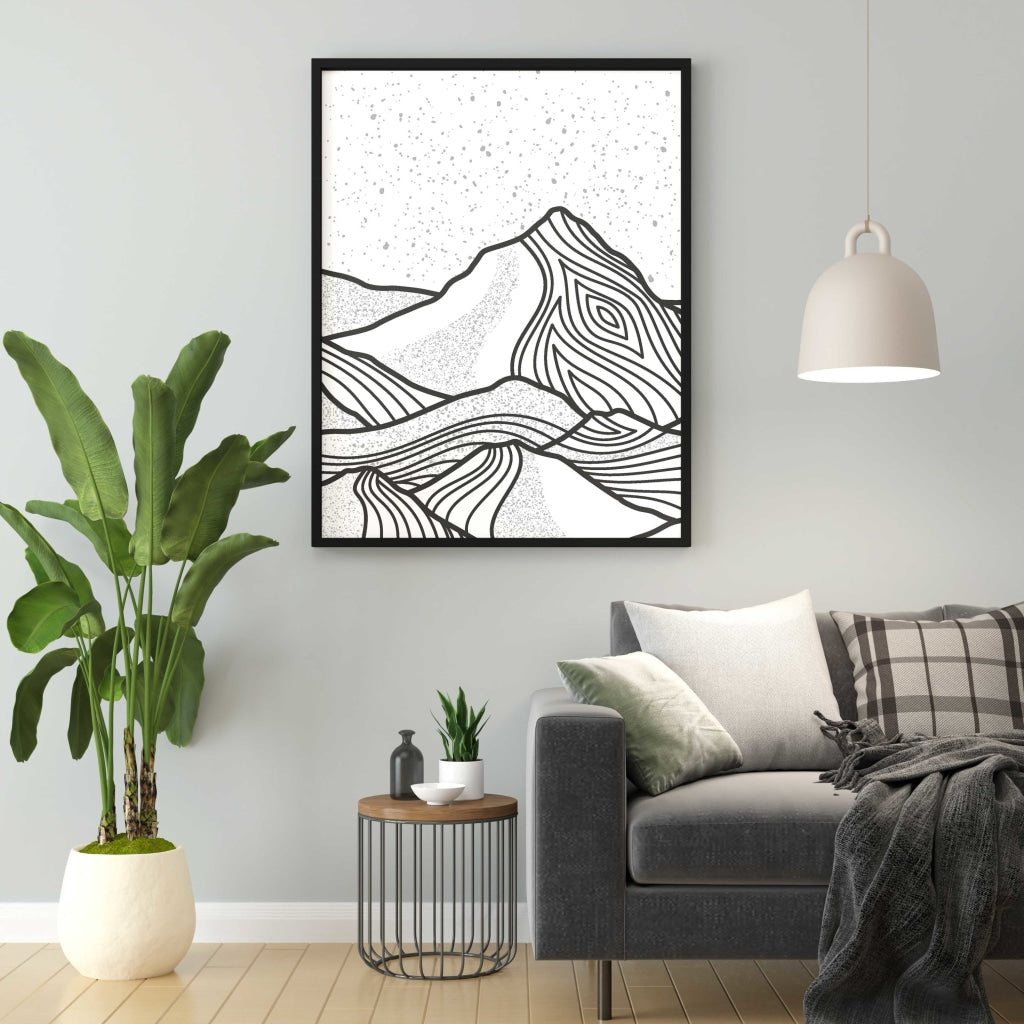 Land Of Lines Achromatic Art Frame For Wall Decor- Funkydecors Xs / Black Posters Prints &amp; Visual