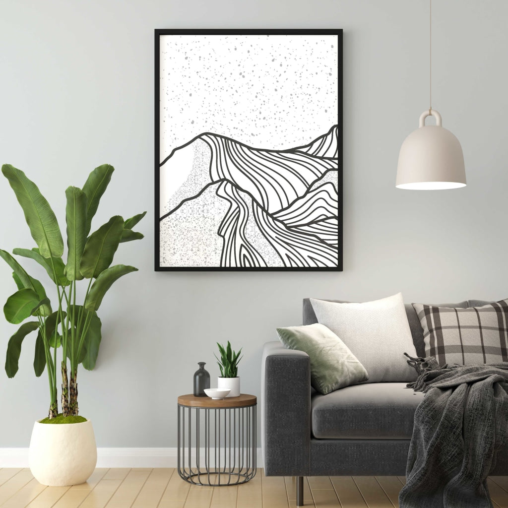 Land Of Lines Achromatic Art Frame For Wall Decor- Funkydecors Xs / Black Posters Prints & Visual