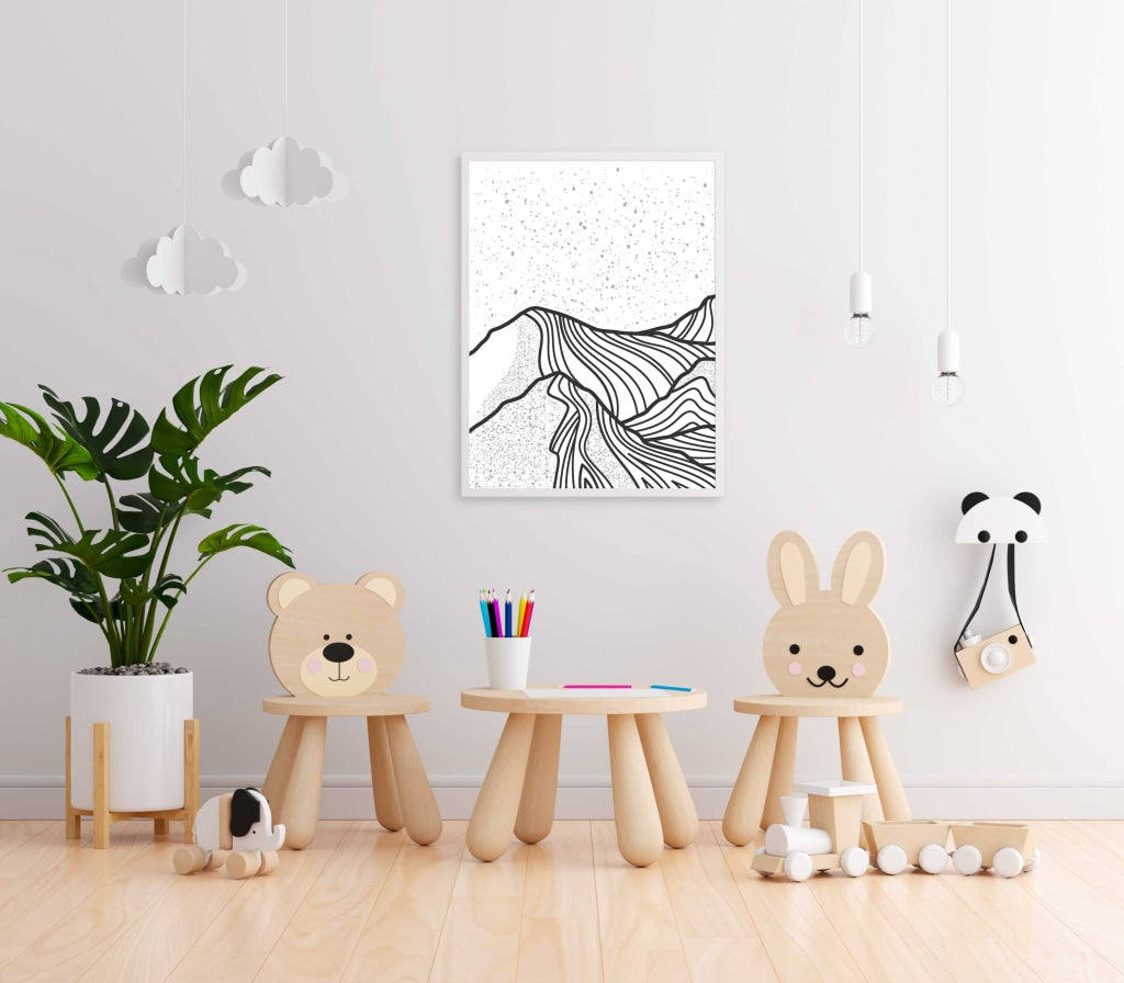 Land Of Lines Achromatic Art Frame For Wall Decor- Funkydecors Xs / White Posters Prints & Visual