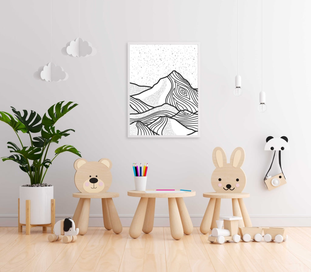 Land Of Lines Achromatic Art Frame For Wall Decor- Funkydecors Xs / White Posters Prints &amp; Visual