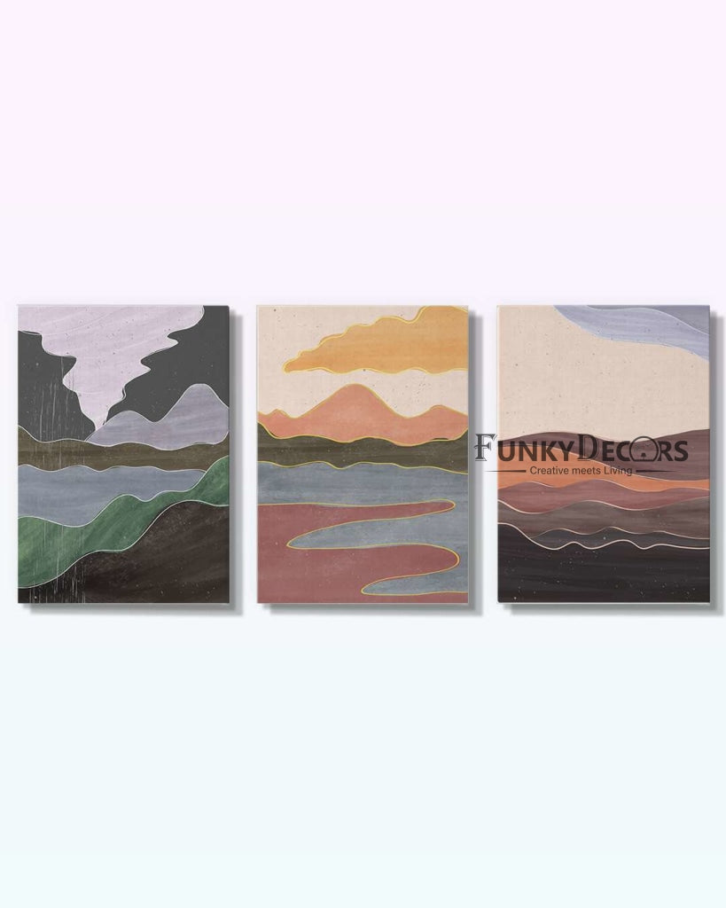 Land Of Shades - Abstract 3 Panels Art Frame For Wall Decor- Funkydecors Posters Prints &amp; Visual