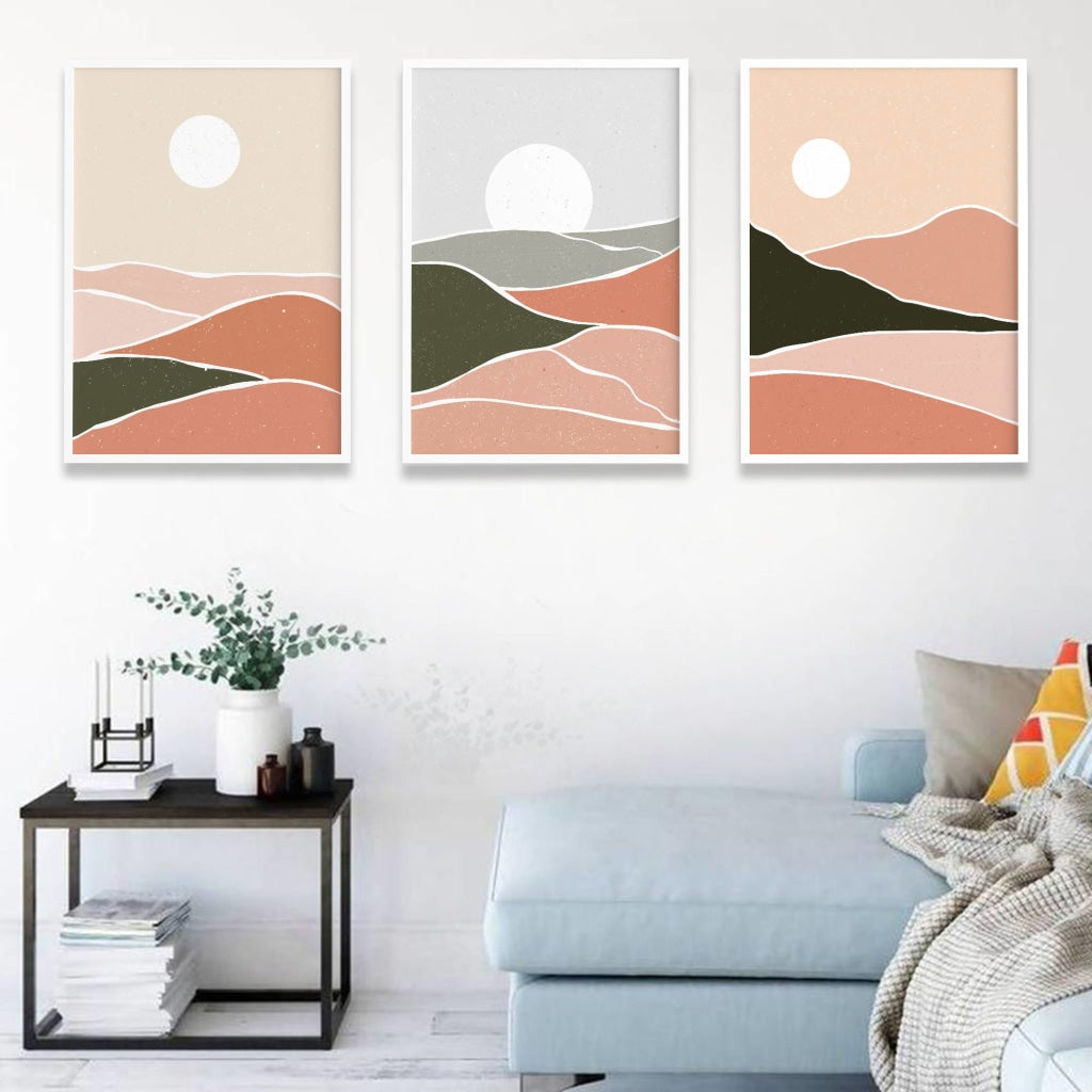 Land Of Shades - Abstract 3 Panels Art Frame For Wall Decor- Funkydecors Xs / White Posters Prints &amp;