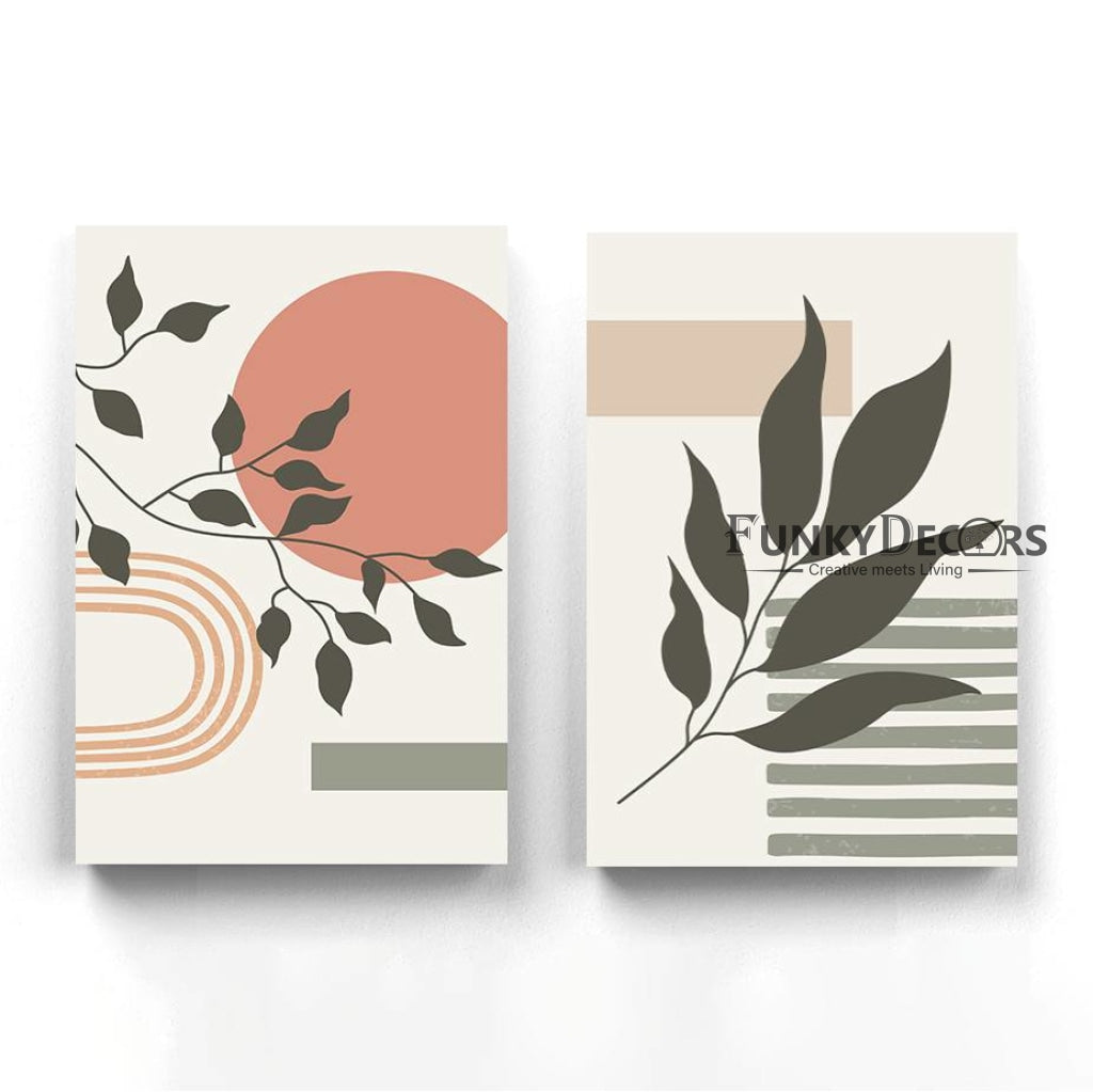 Leaf Art - Minimal 2 Panels Frame For Wall Decor- Funkydecors Posters Prints & Visual Artwork