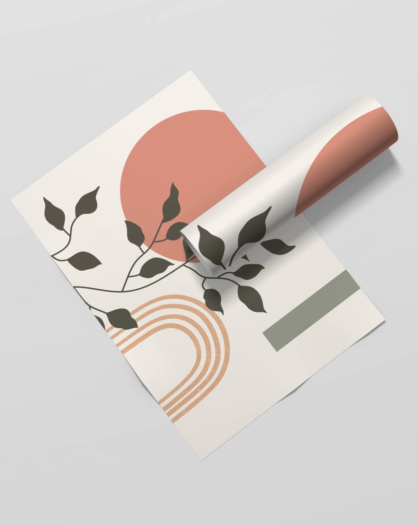Leaf Art - Minimal 2 Panels Frame For Wall Decor- Funkydecors Xs / Roll Posters Prints &amp; Visual