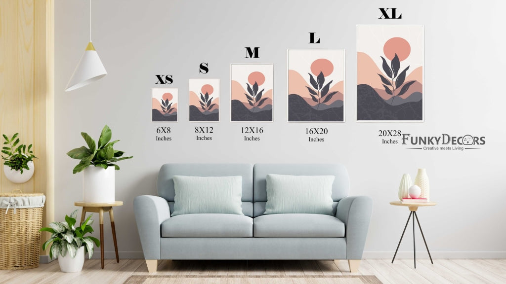 Leaf Print - Minimal 2 Panels Art Frame For Wall Decor- Funkydecors Posters Prints & Visual Artwork