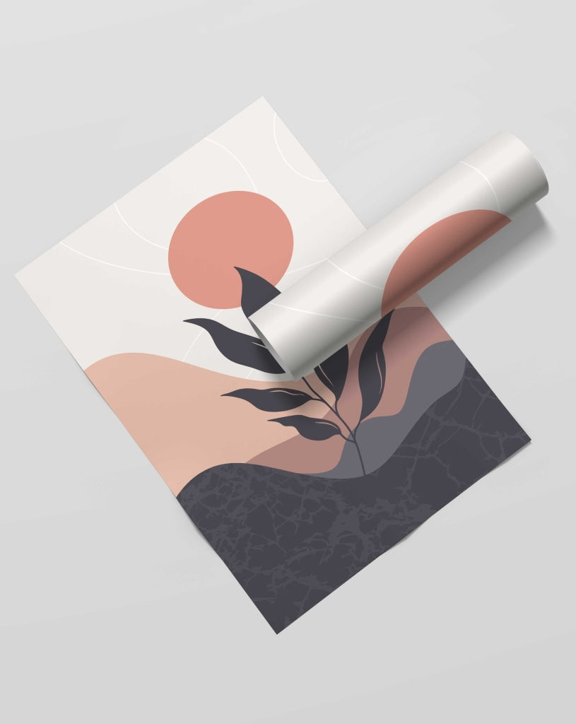 Leaf Print - Minimal 2 Panels Art Frame For Wall Decor- Funkydecors Xs / Roll Posters Prints &amp;