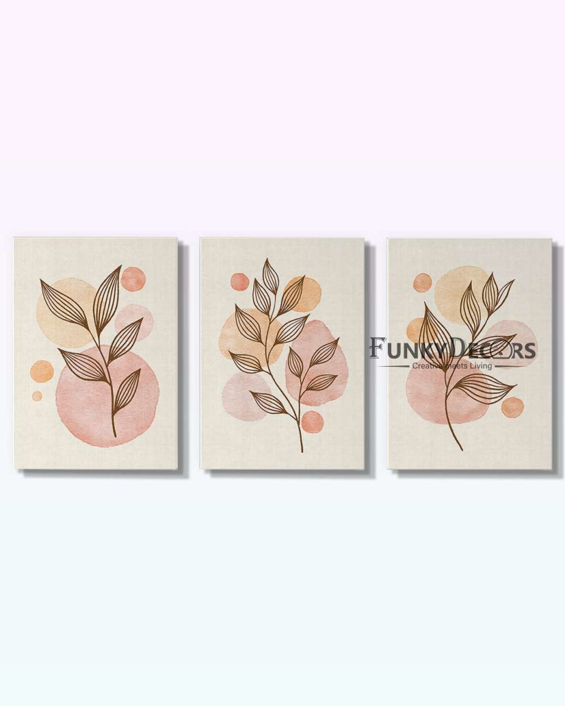 Leaf Print - Minimal 3 Panels Art Frame For Wall Decor- Funkydecors Posters Prints & Visual Artwork