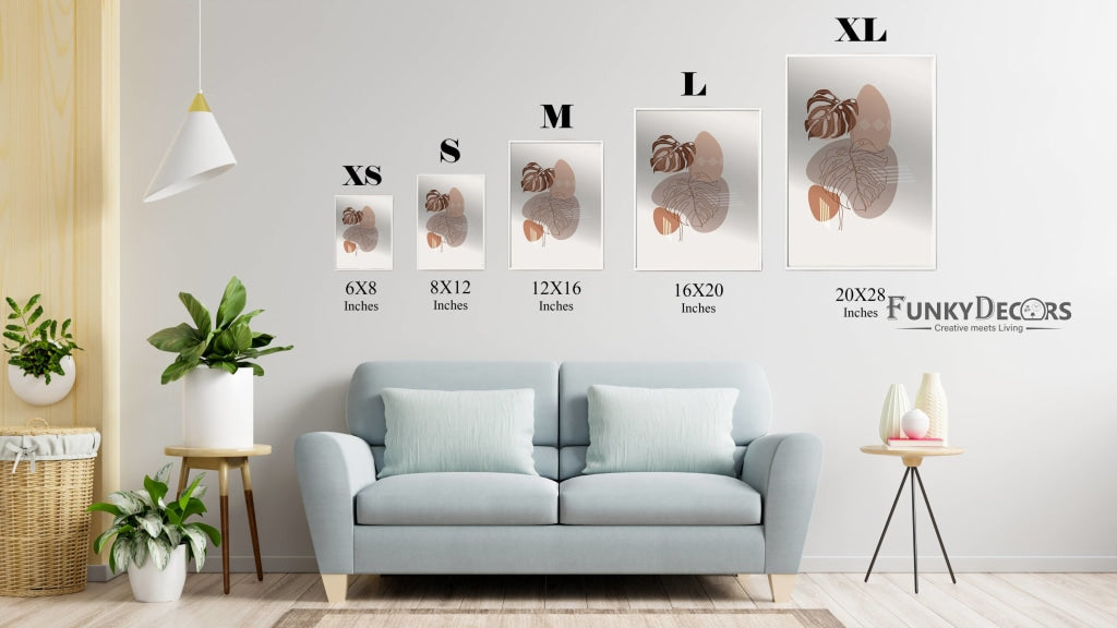 Leaf Prints - Abstract 3 Panels Art Frame For Wall Decor- Funkydecors Posters &amp; Visual Artwork