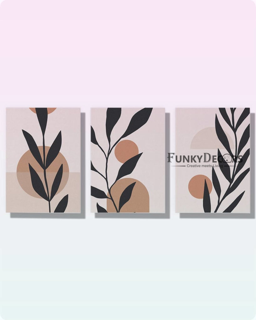 Leaf Prints - Miinimal 3 Panels Art Frame For Wall Decor- Funkydecors Posters &amp; Visual Artwork