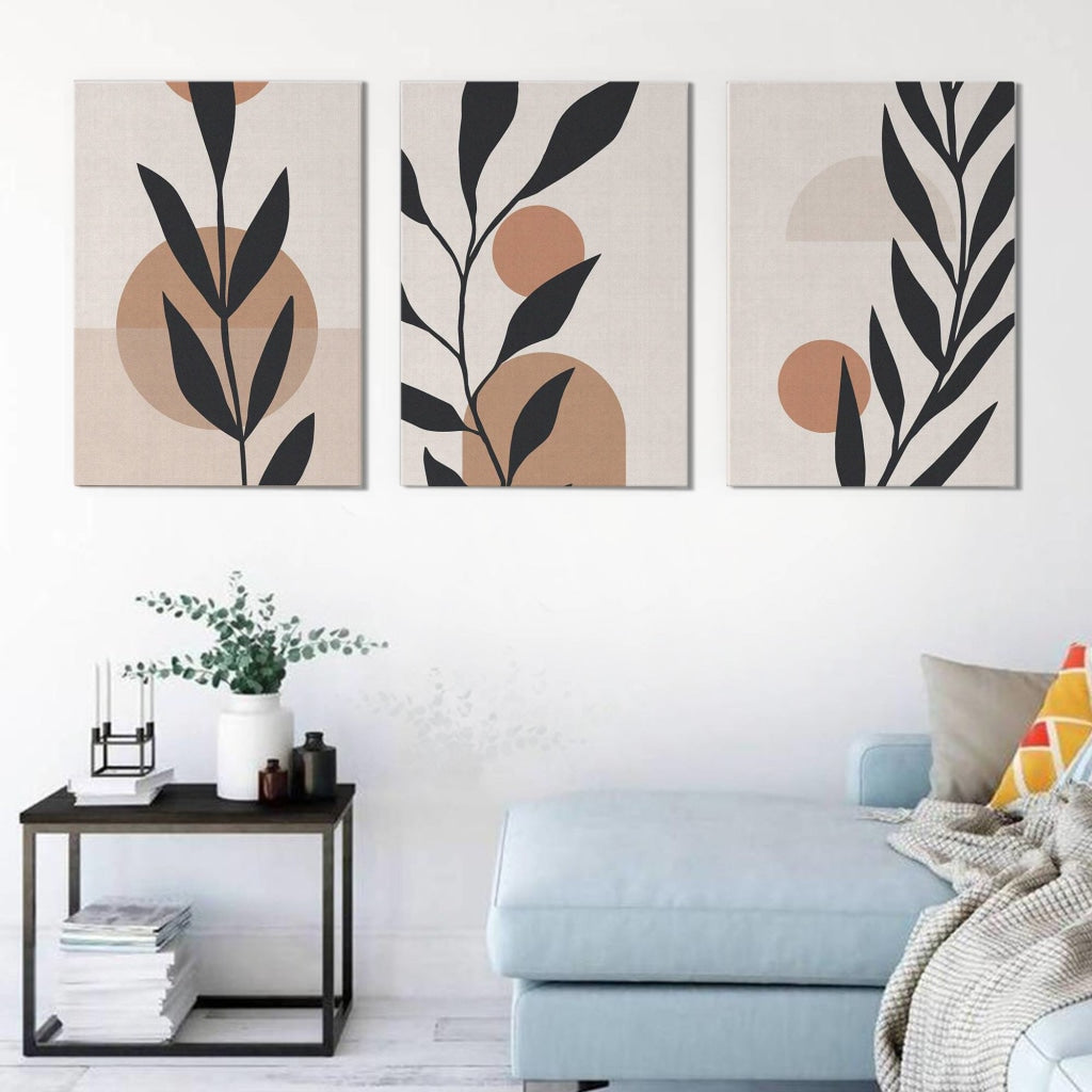 Leaf Prints - Miinimal 3 Panels Art Frame For Wall Decor- Funkydecors Xs / Canvas Posters &amp; Visual