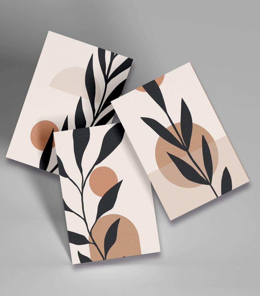 Leaf Prints - Miinimal 3 Panels Art Frame For Wall Decor- Funkydecors Xs / Roll Posters &amp; Visual