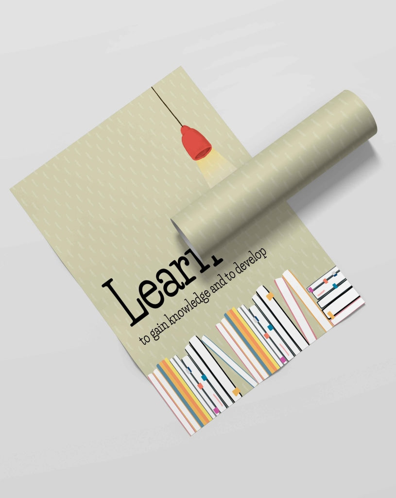 Learn To Gain Knowledge And Develop - Inspirational Quotes Art Frame For Wall Decor- Funkydecors Xs