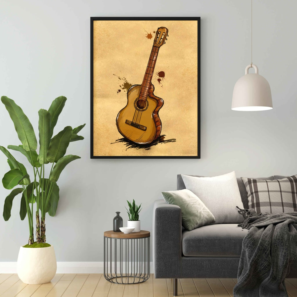 Lets Play Guitar - Vintage Art Frame For Wall Decor- Funkydecors Xs / Black Posters Prints & Visual